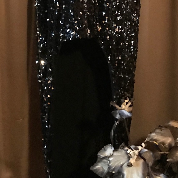Black & Silver Sequined High-Low Dress-NWT - Picture 3 of 7